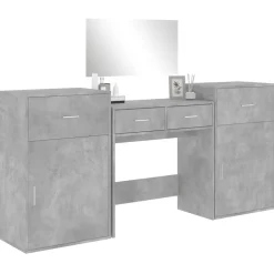 vidaXL Juego de tocador de 4 piezas madera de ingeniería gris hormigón Gris hormig&oacute;n Outlet