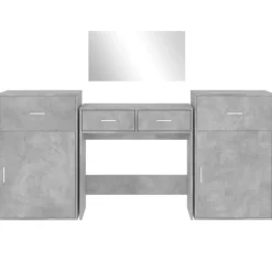 vidaXL Juego de tocador de 4 piezas madera de ingeniería gris hormigón Gris hormig&oacute;n Outlet