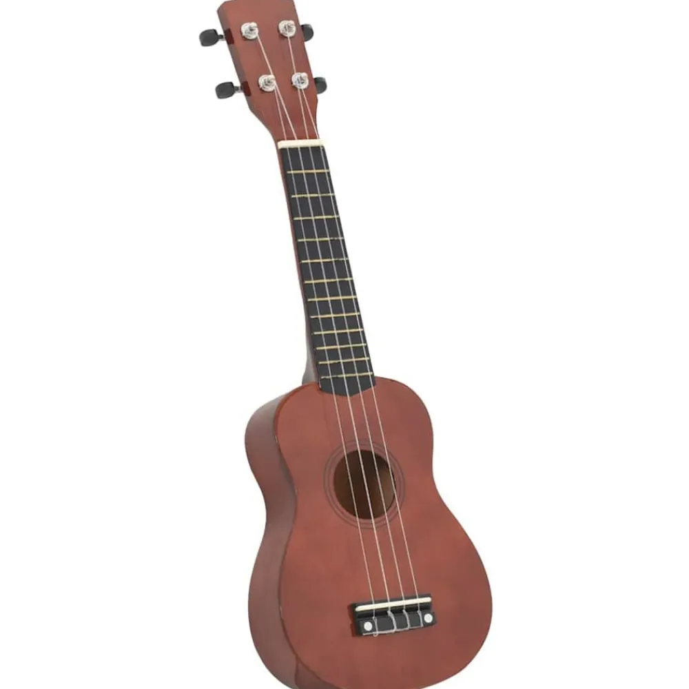 vidaXL Juego de ukelele soprano para niños con funda madera oscura 21" Marrón oscuro Outlet