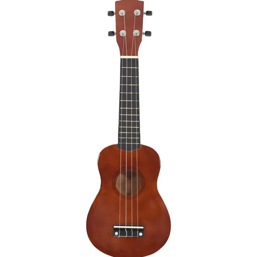 vidaXL Juego de ukelele soprano para niños con funda madera oscura 21" Marrón oscuro Outlet