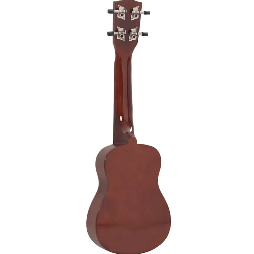 vidaXL Juego de ukelele soprano para niños con funda madera oscura 21" Marrón oscuro Outlet