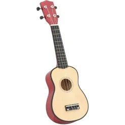 vidaXL Arte Y Ocio-Juego de ukelele soprano para niños con funda madera clara 21"
