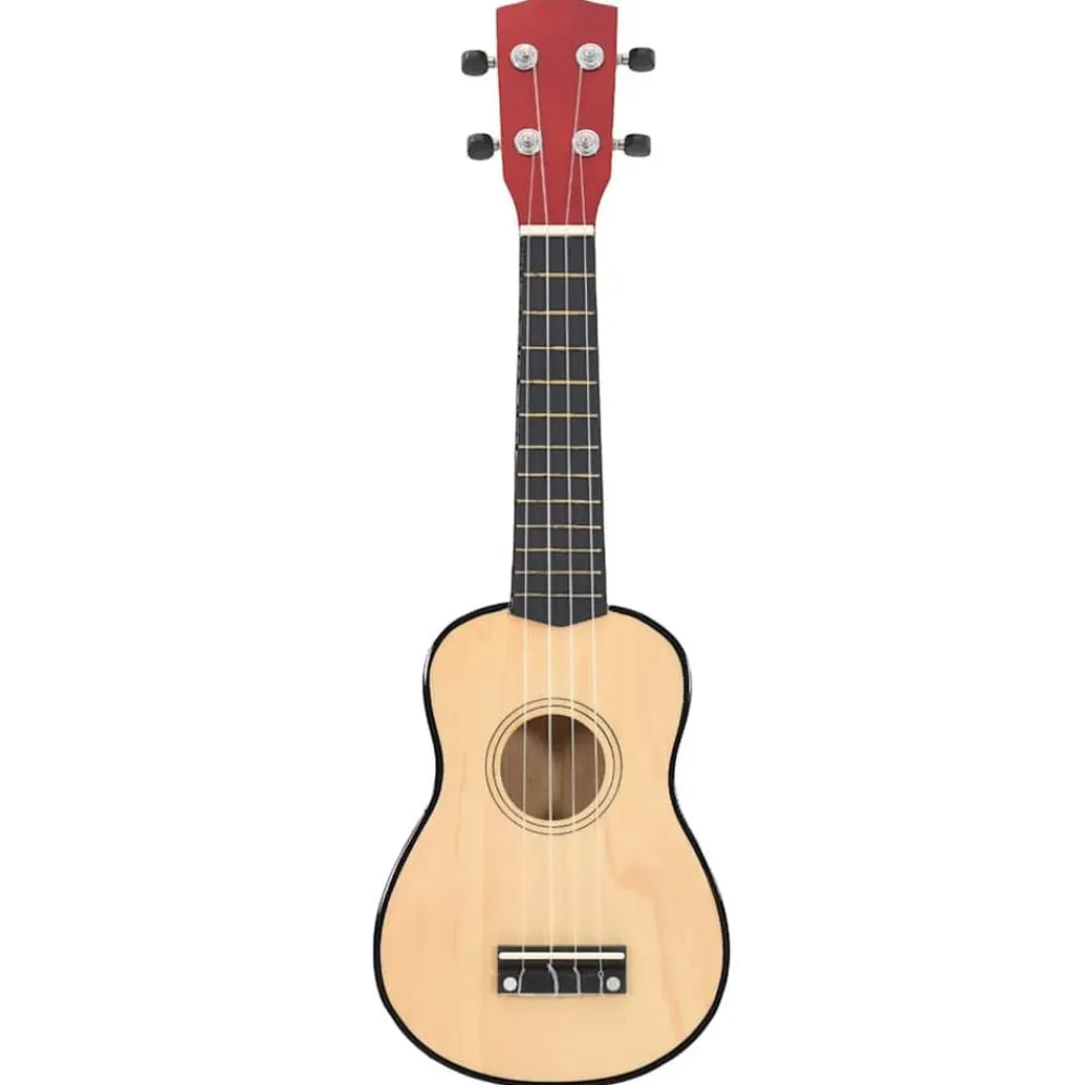 vidaXL Arte Y Ocio-Juego de ukelele soprano para niños con funda madera clara 21"