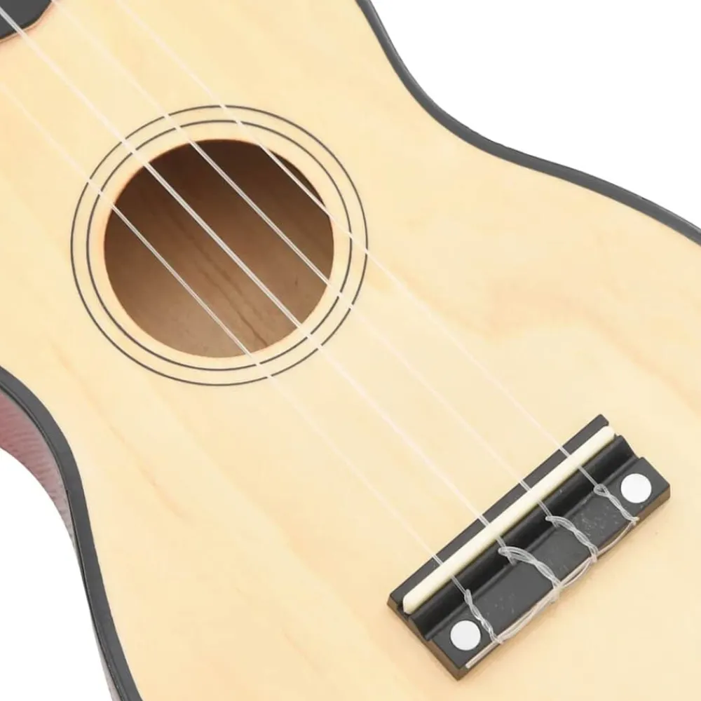 vidaXL Arte Y Ocio-Juego de ukelele soprano para niños con funda madera clara 21"
