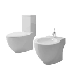 vidaXL Juego de váter WC y bidé de cerámica blanco Sale