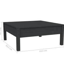 vidaXL Juego muebles jardín 3 pzas y cojines madera pino maciza Negro New