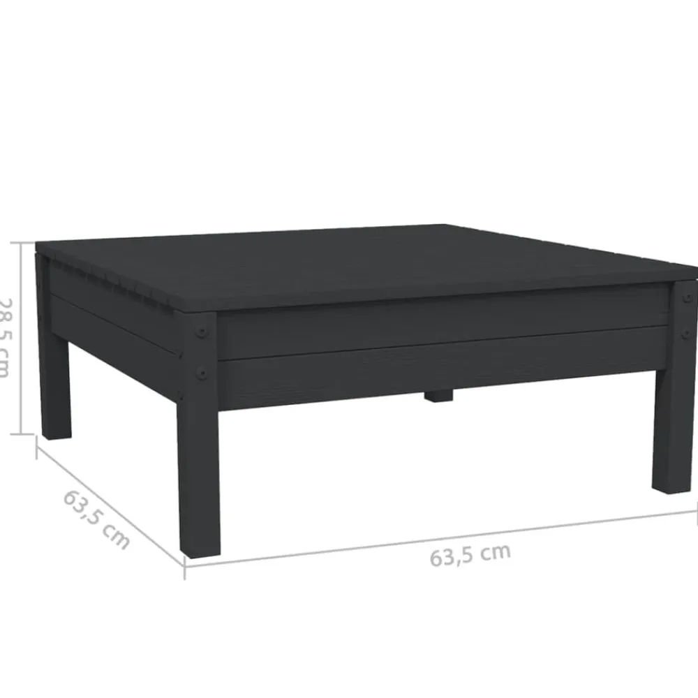 vidaXL Juego muebles jardín 3 pzas y cojines madera pino maciza Negro New