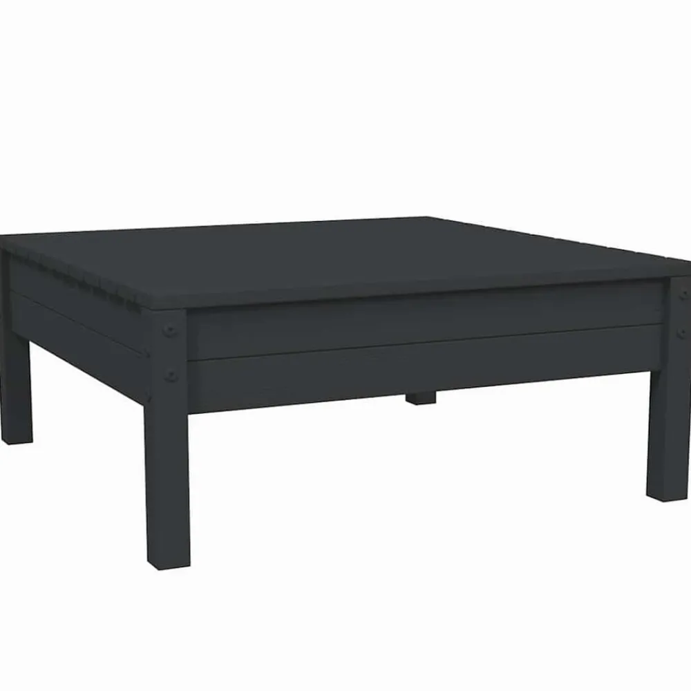 vidaXL Juego muebles jardín 3 pzas y cojines madera pino maciza Negro New