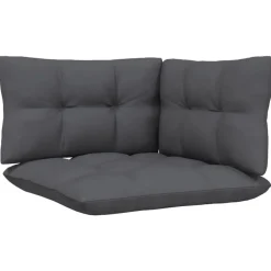 vidaXL Juego muebles jardín 3 pzas y cojines madera pino maciza Negro New