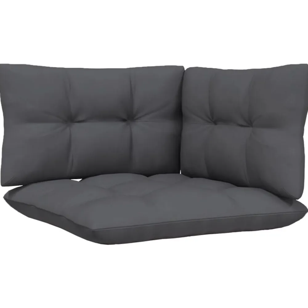 vidaXL Juego muebles jardín 3 pzas y cojines madera pino maciza Negro New