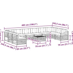 vidaXL Conjuntos De Muebles-Juegos de sofás 11 pcs Madera de Acacia Sólida