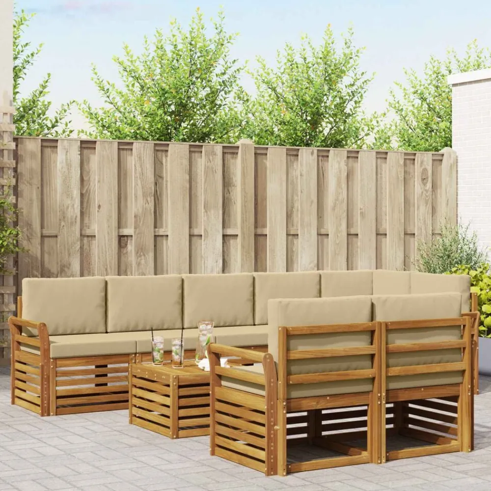 vidaXL Conjuntos De Muebles-Juegos de sofás 9 pcs Madera de Acacia Sólida
