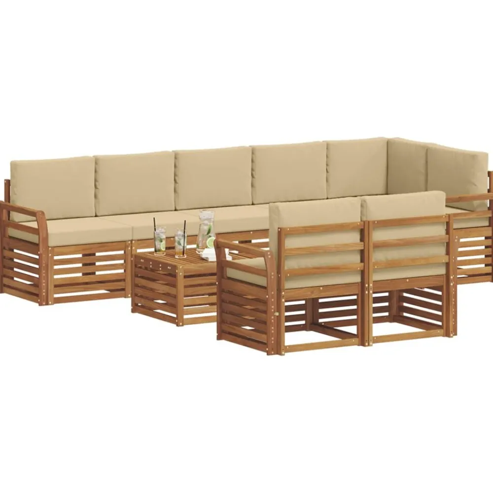 vidaXL Conjuntos De Muebles-Juegos de sofás 9 pcs Madera de Acacia Sólida