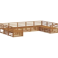 vidaXL Juegos de sofás 9 pcs Madera de Acacia Sólida Natural