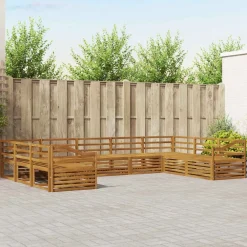 vidaXL Juegos de sofás 9 pcs Madera de Acacia Sólida Natural