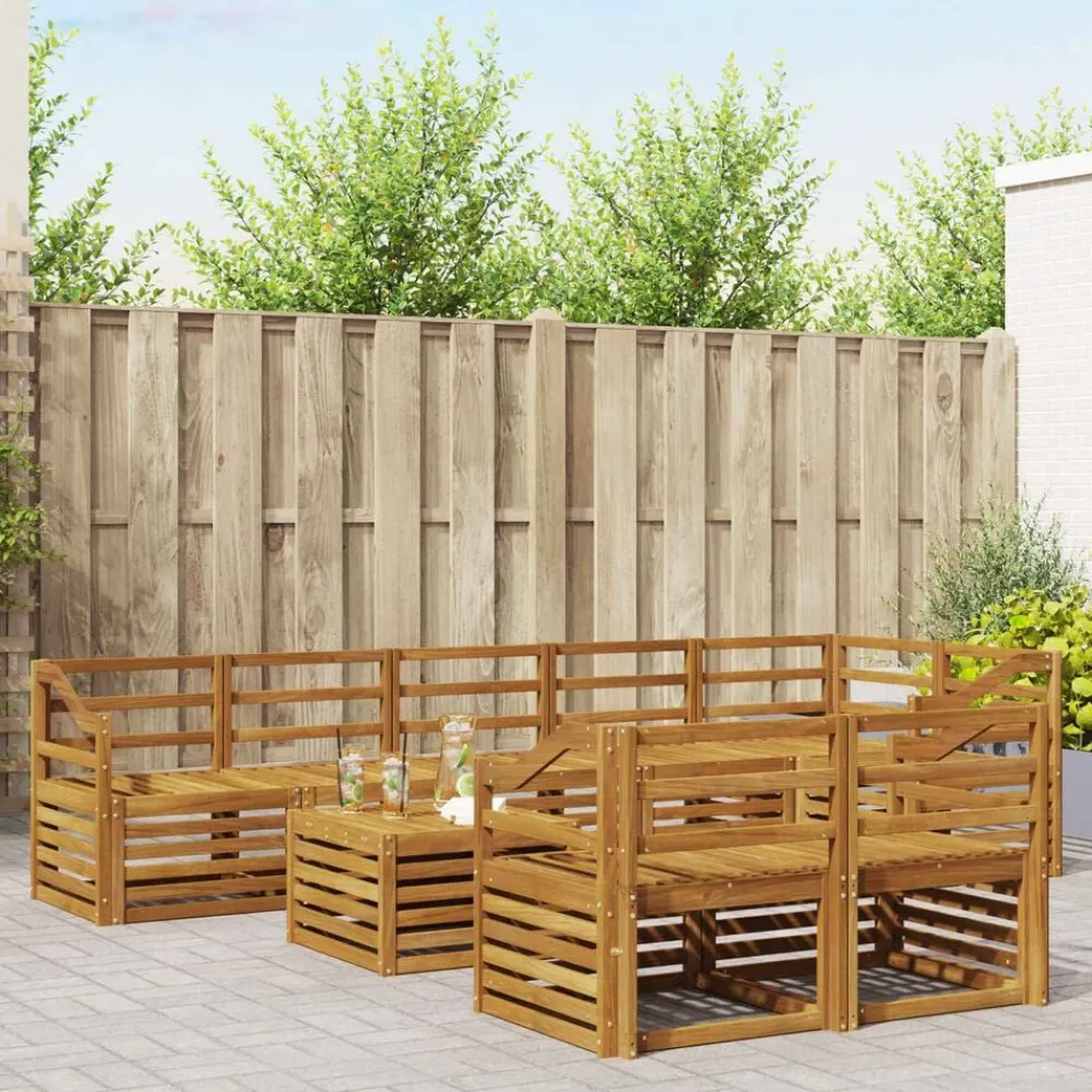 vidaXL Juegos de sofás 9 pcs Madera de Acacia Sólida Natural Clearance