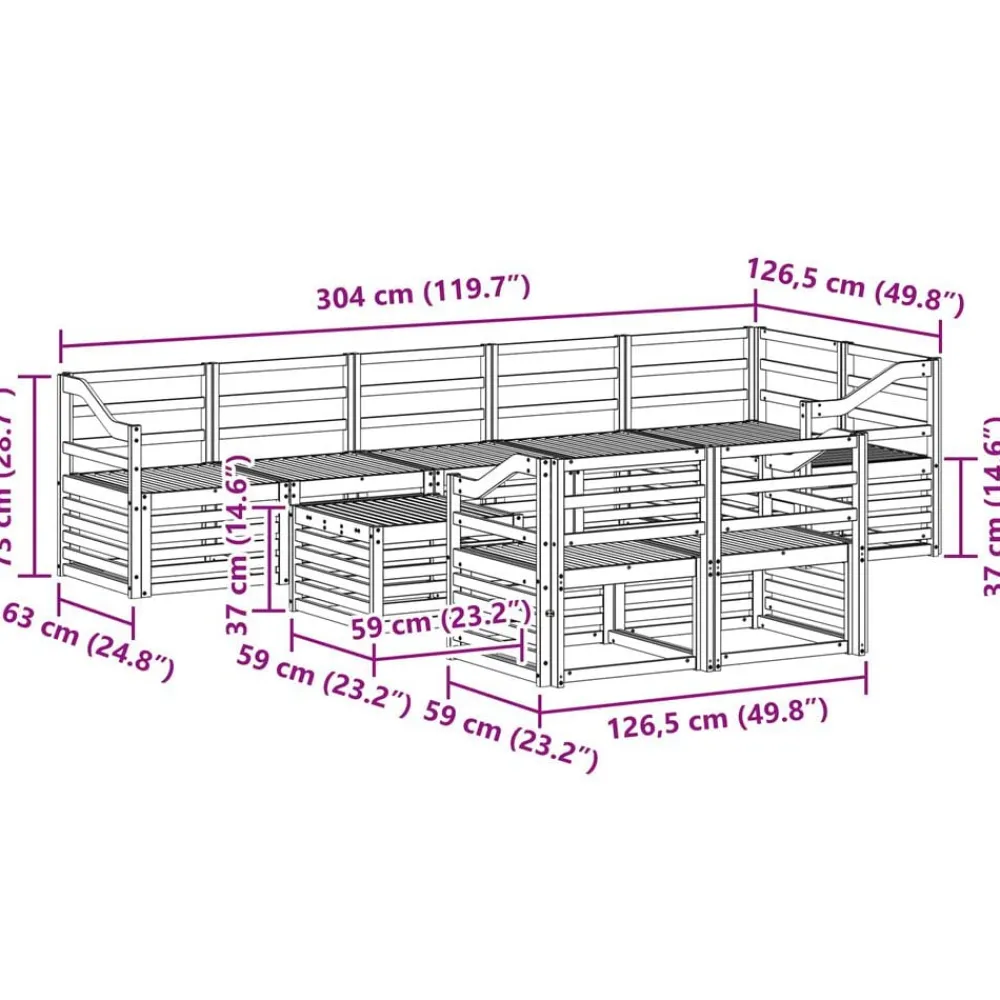 vidaXL Juegos de sofás 9 pcs Madera de Acacia Sólida Natural Clearance
