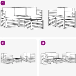 vidaXL Conjuntos De Muebles-Juegos de sofás 6 pcs Madera de Acacia Sólida