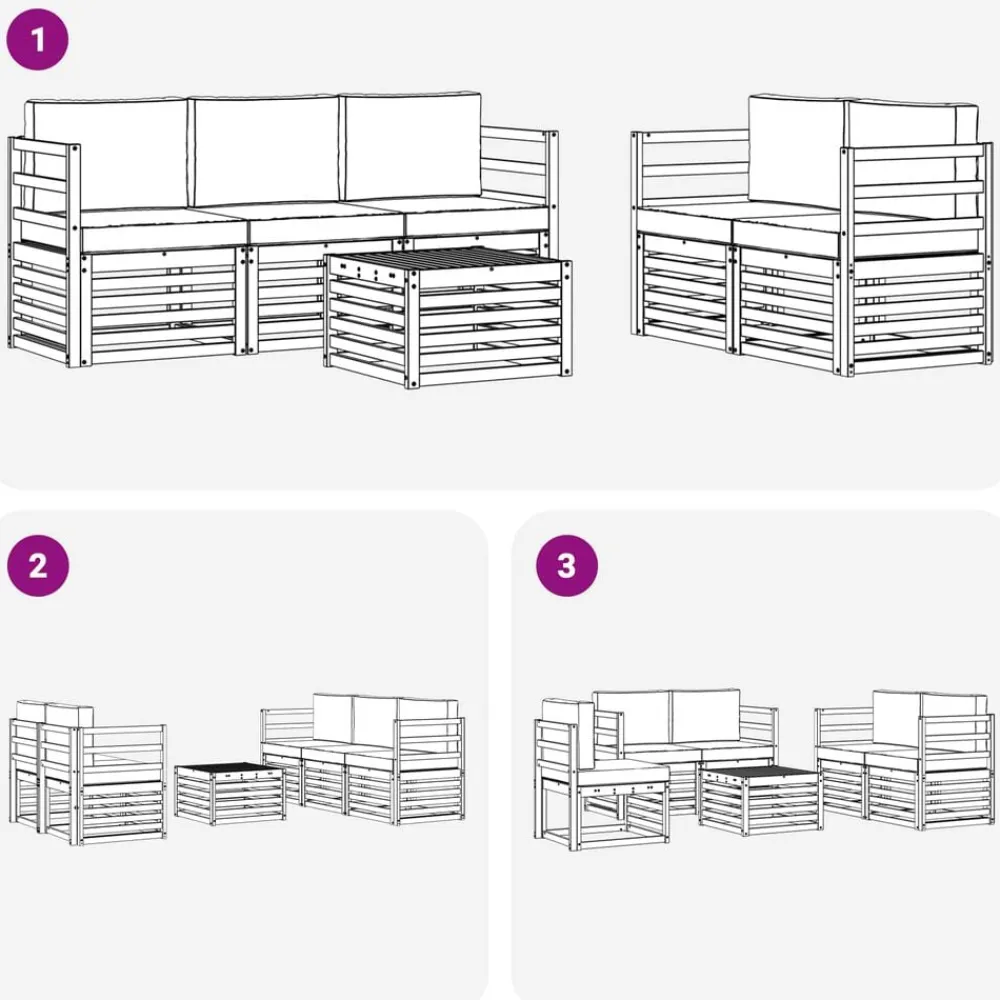 vidaXL Conjuntos De Muebles-Juegos de sofás 6 pcs Madera de Acacia Sólida