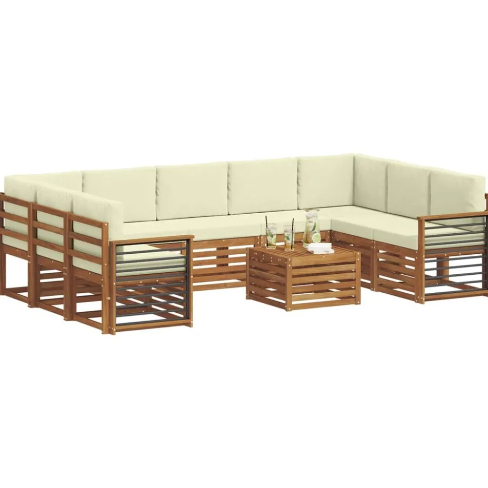 vidaXL Conjuntos De Muebles-Juegos de sofás 10 pcs Madera de Acacia Sólida