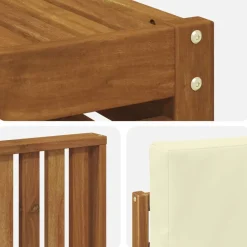 vidaXL Juegos de sofás 6 pcs Madera de Acacia Sólida Natural y crema Outlet