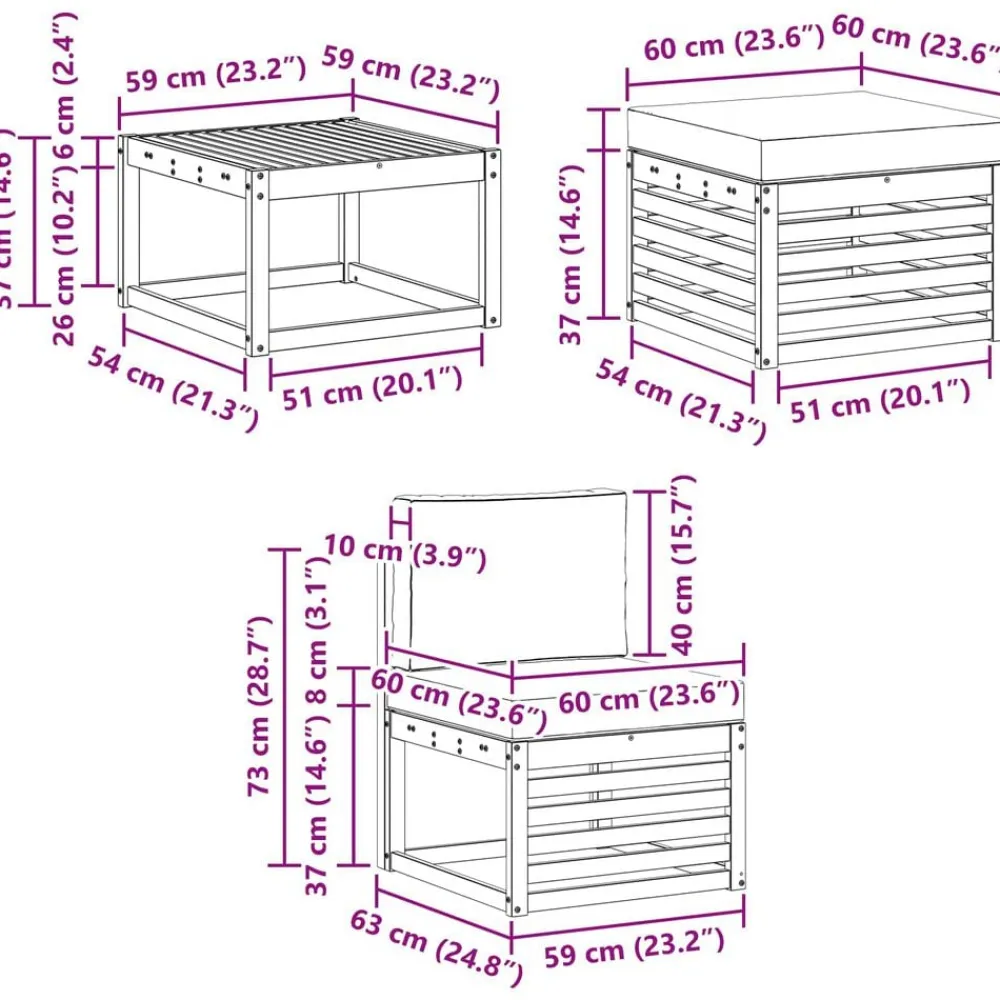 vidaXL Juegos de sofás 6 pcs Madera de Acacia Sólida Natural y beige Discount