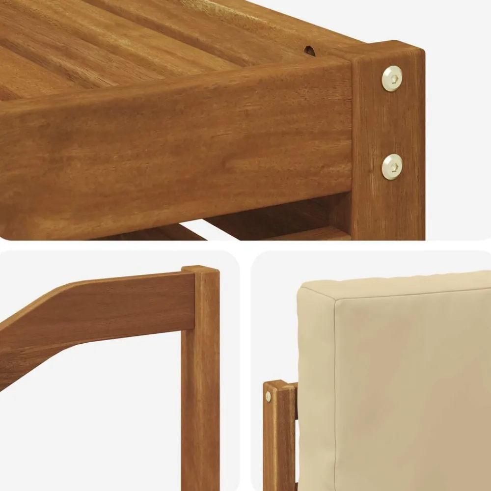 vidaXL Juegos de sofás 6 pcs Madera de Acacia Sólida Natural y beige Discount