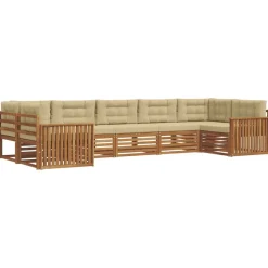 vidaXL Juegos de sofás 7 pcs Madera de Acacia Sólida Natural y beige Outlet