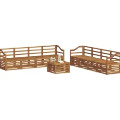 vidaXL Juegos de sofás 9 pcs Madera de Acacia Sólida Natural Discount