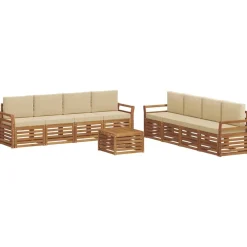 vidaXL Juegos de sofás 9 pcs Madera de Acacia Sólida Natural y beige Online