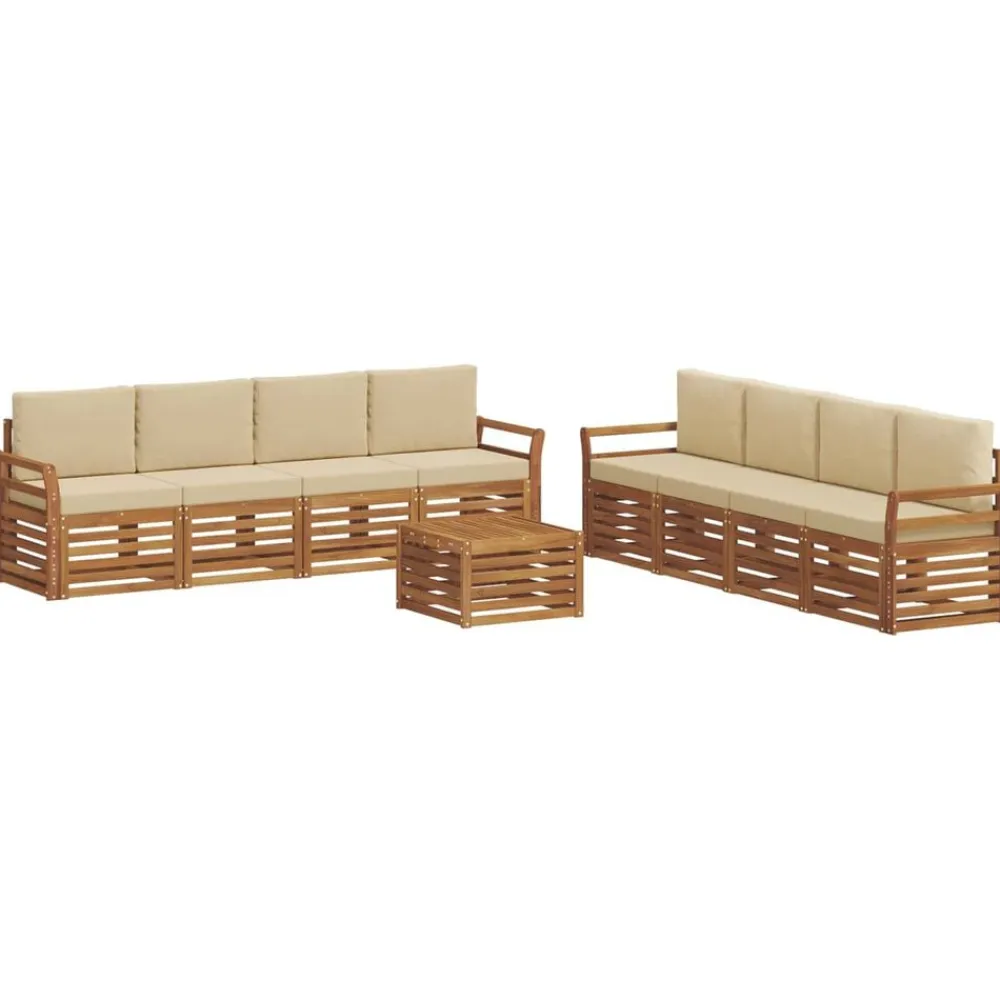 vidaXL Juegos de sofás 9 pcs Madera de Acacia Sólida Natural y beige Online