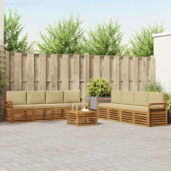 vidaXL Juegos de sofás 9 pcs Madera de Acacia Sólida Natural y beige Online