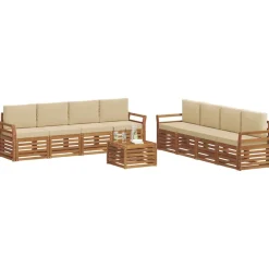 vidaXL Juegos de sofás 9 pcs Madera de Acacia Sólida Natural y beige Online