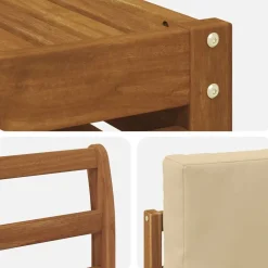 vidaXL Juegos de sofás 9 pcs Madera de Acacia Sólida Natural y beige Online