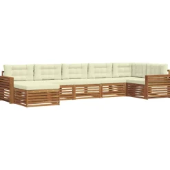 vidaXL Juegos de sofás 7 pcs Madera de Acacia Sólida Natural y crema Sale