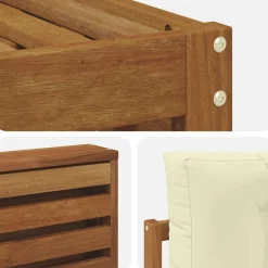 vidaXL Juegos de sofás 7 pcs Madera de Acacia Sólida Natural y crema Sale