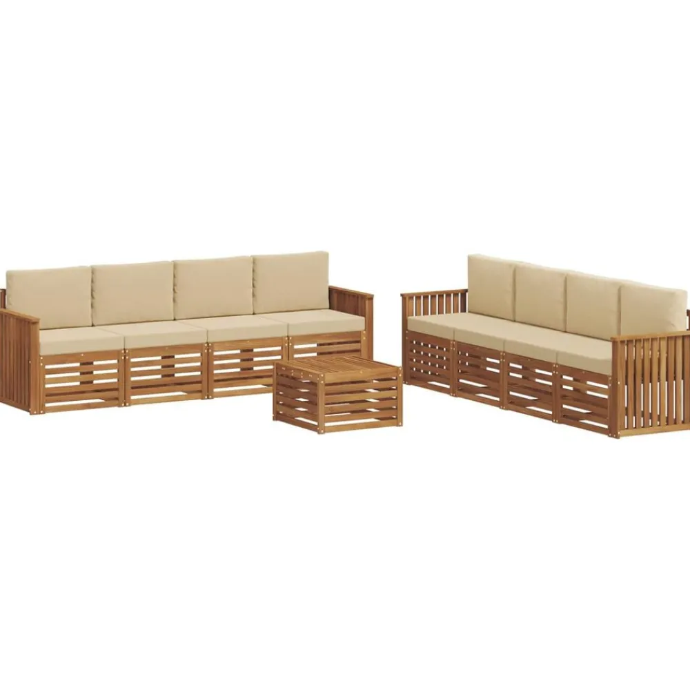vidaXL Conjuntos De Muebles-Juegos de sofás 9 pcs Madera de Acacia Sólida