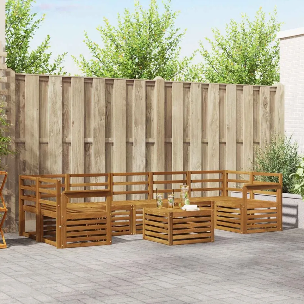 vidaXL Conjuntos De Muebles-Juegos de sofás 8 pcs Madera de Acacia Sólida