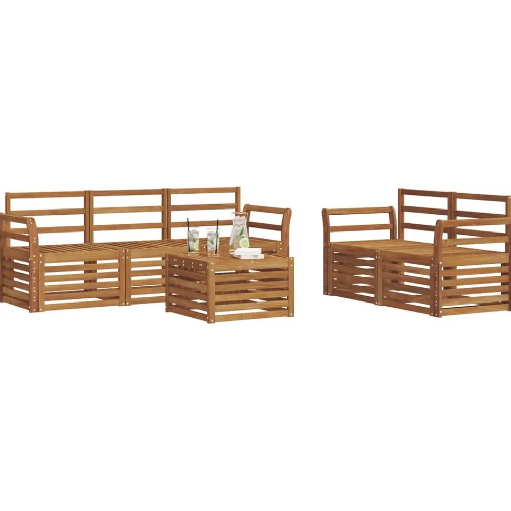 vidaXL Juegos de sofás 6 pcs Madera de Acacia Sólida Natural Clearance