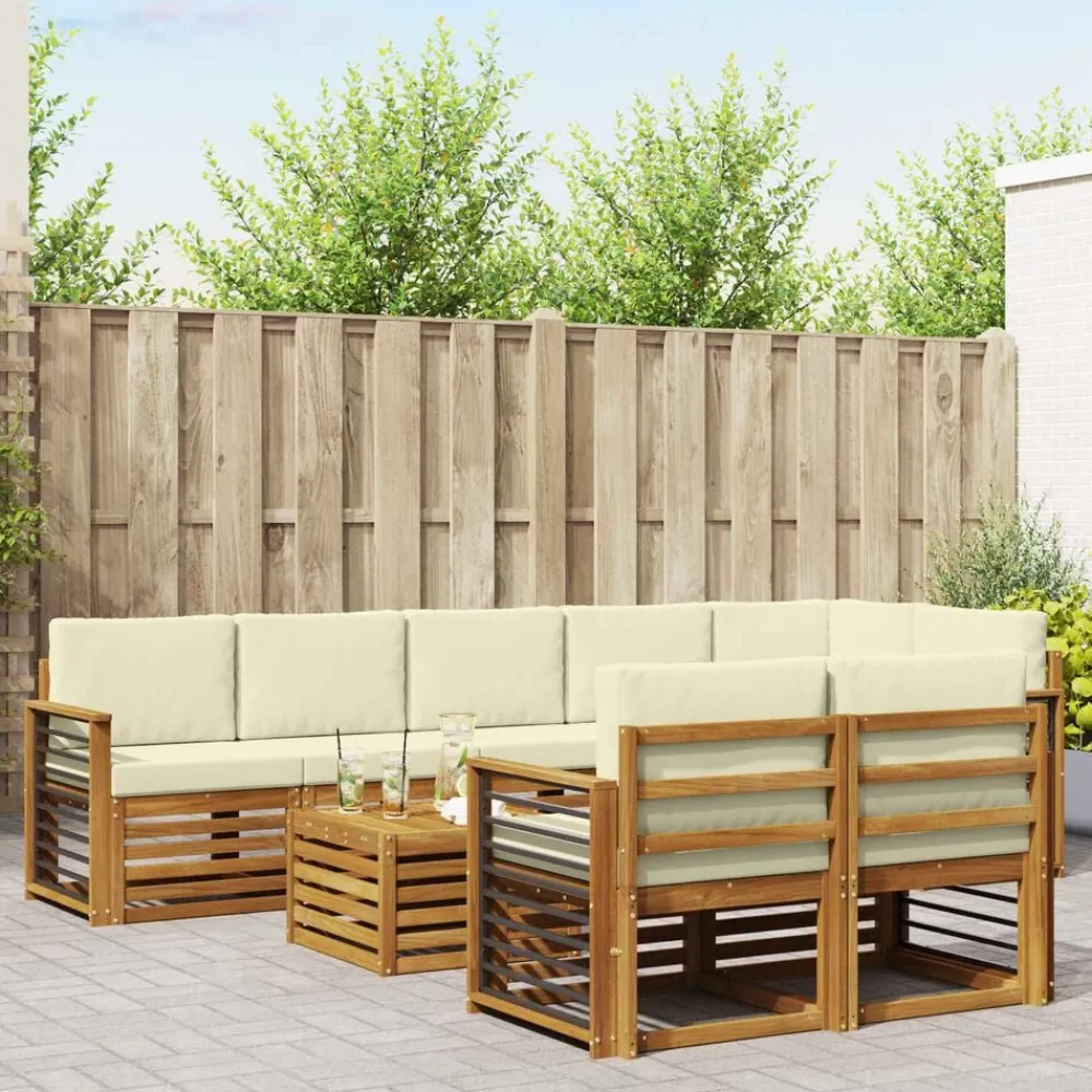vidaXL Conjuntos De Muebles-Juegos de sofás 9 pcs Madera de Acacia Sólida