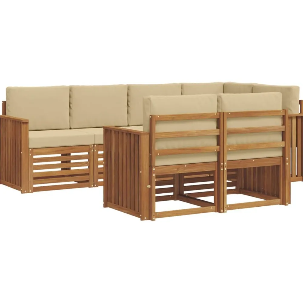 vidaXL Conjuntos De Muebles-Juegos de sofás 7 pcs Madera de Acacia Sólida