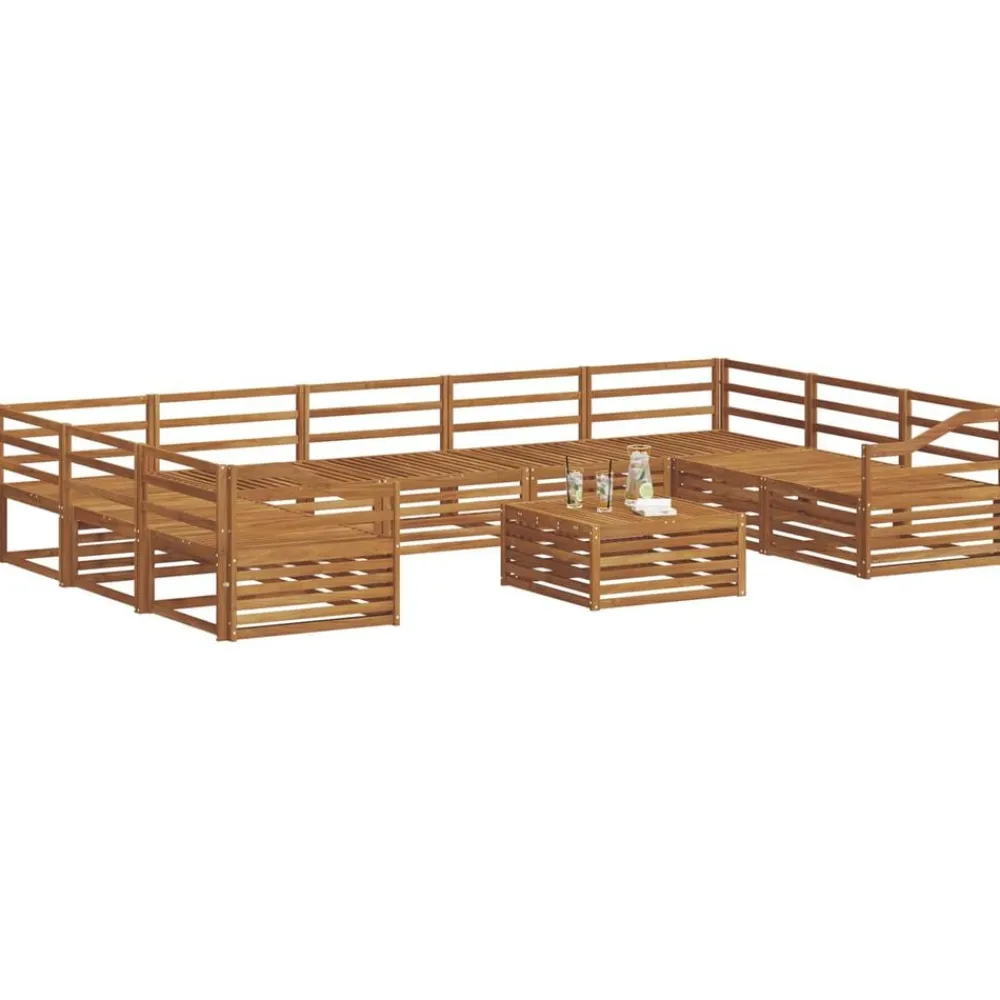 vidaXL Conjuntos De Muebles-Juegos de sofás 10 pcs Madera de Acacia Sólida
