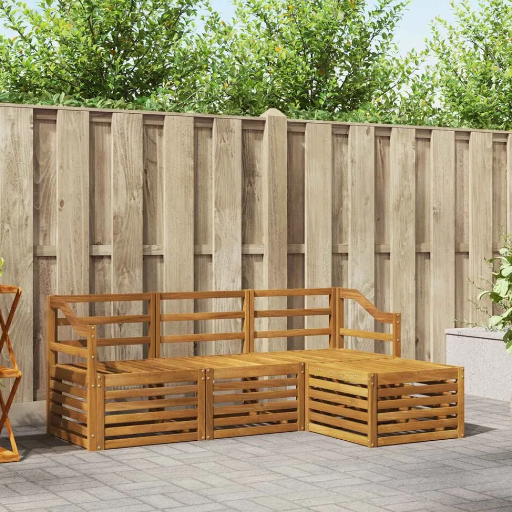 vidaXL Conjuntos De Muebles-Juegos de sofás 4 pcs Madera de Acacia Sólida