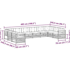 vidaXL Conjuntos De Muebles-Juegos de sofás 10 pcs Madera de Acacia Sólida