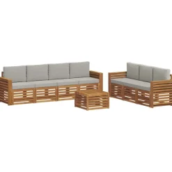vidaXL Conjuntos De Muebles-Juegos de sofás con cojín 8 pcs Gris Natural y Claro