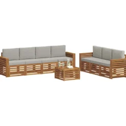 vidaXL Conjuntos De Muebles-Juegos de sofás con cojín 8 pcs Gris Natural y Claro