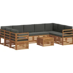 vidaXL Juegos de sofás con cojín 10 pcs Natural y antracita Clearance