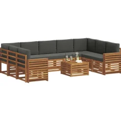 vidaXL Juegos de sofás con cojín 10 pcs Natural y antracita Sale