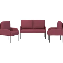 vidaXL Sofás-Juegos de sofás con cojín 3 pcs Rojo vino 115 x 56 x 80 cm