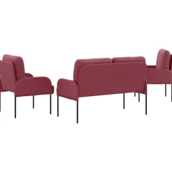 vidaXL Sofás-Juegos de sofás con cojín 3 pcs Rojo vino 115 x 56 x 80 cm